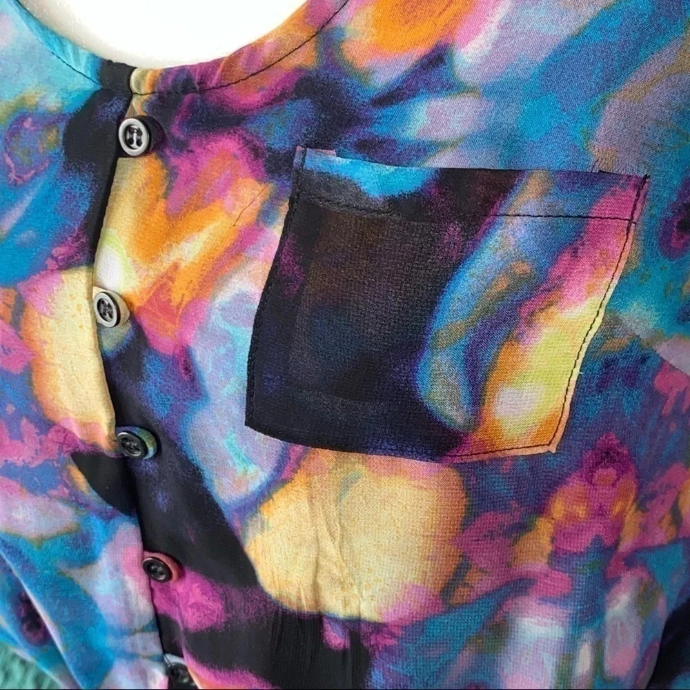 Mossimo Multicolor Tye Dye Summer Sleeveless High Low Floral Abstract Dress